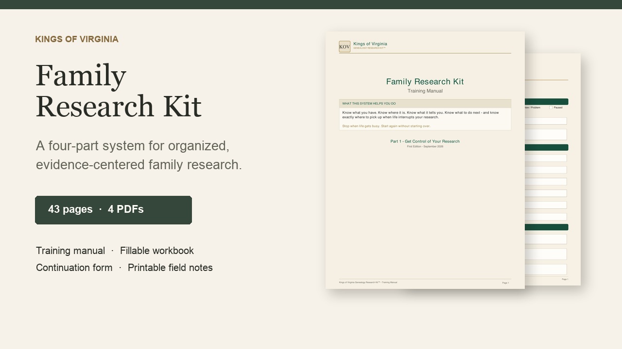 Kings of Virginia Family Research Kit